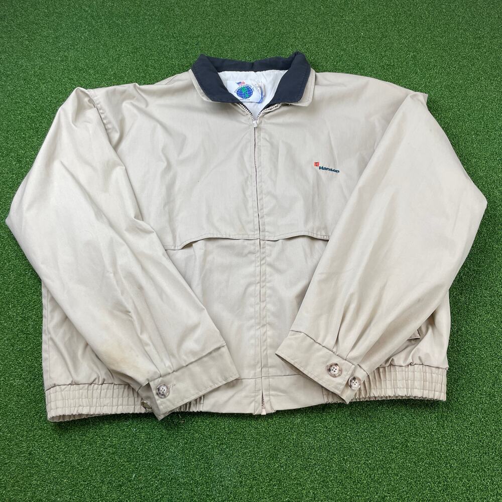 Vintage Hanson Beige Full Zip Windbreaker Jacket Sz 3XL